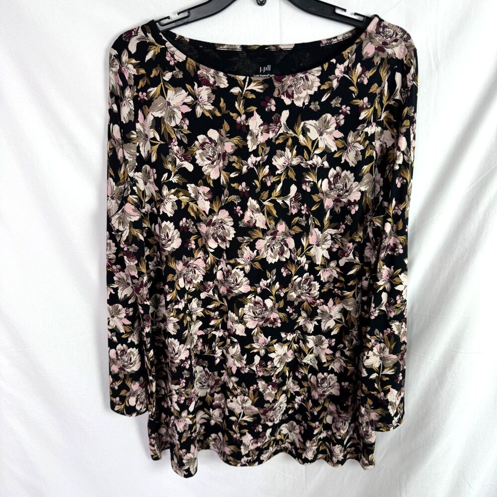 J. Jill Luxe Supima Women's Tunic Top Size XL Floral Print Long  Sleeves